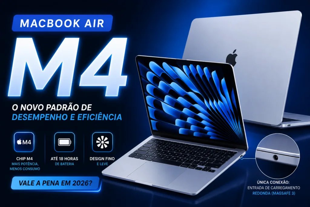 MacBook Air M4 vale a pena em 2026? Descubra se o notebook da Apple continua sendo uma das melhores opções chatgpt image 28 de jul. de 2026, 18 46 13