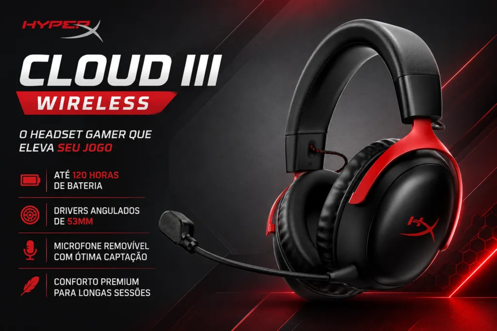 HyperX Cloud III Wireless vale a pena? Conheça o headset gamer com até 120 horas de bateria, áudio de alta qualidade e conforto premium chatgpt image 2 de ago. de 2026, 17 15 13