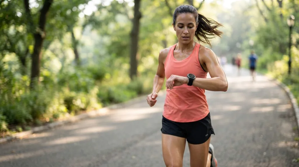 person running checking smartwatch 2k 202609020148