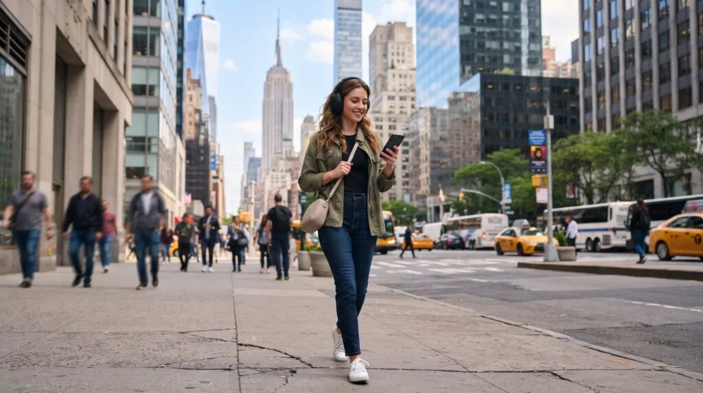 person walking using smartphone … 202609031446